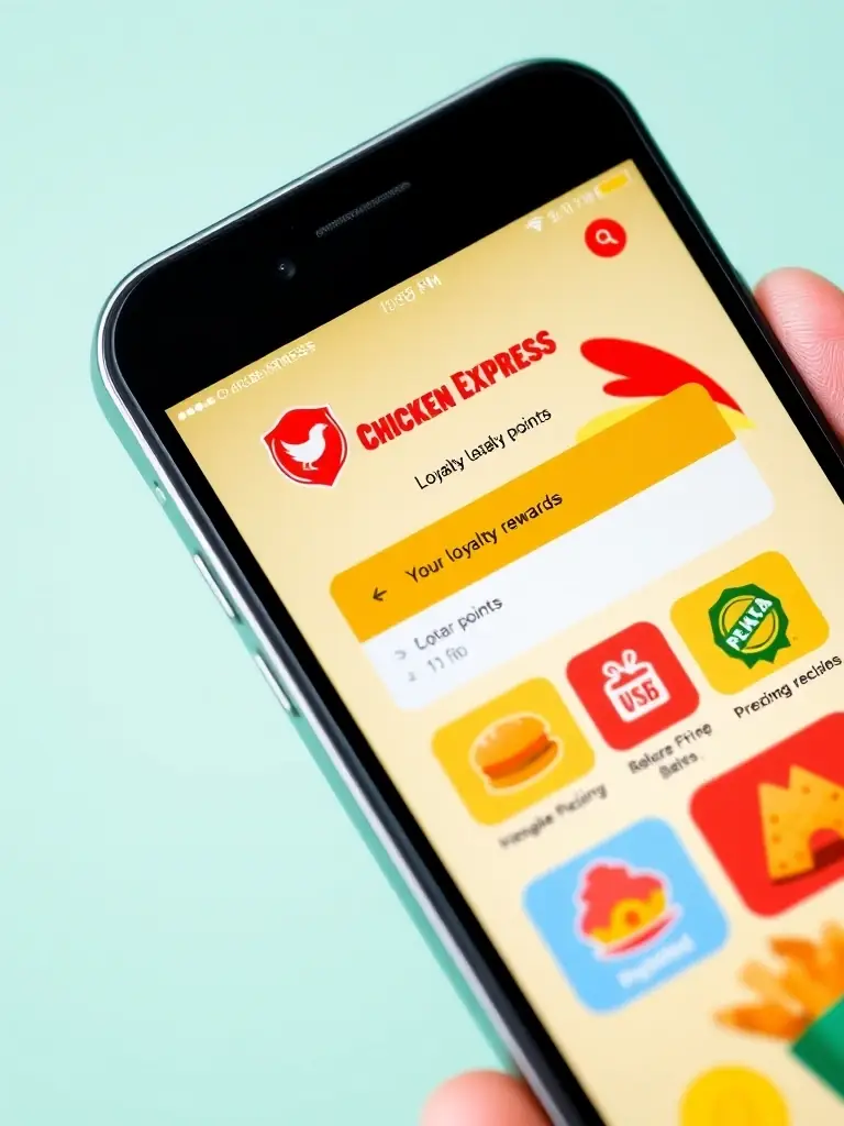 A Chicken Express app interface showcasing exclusive deals and discounts available only to loyalty program members.