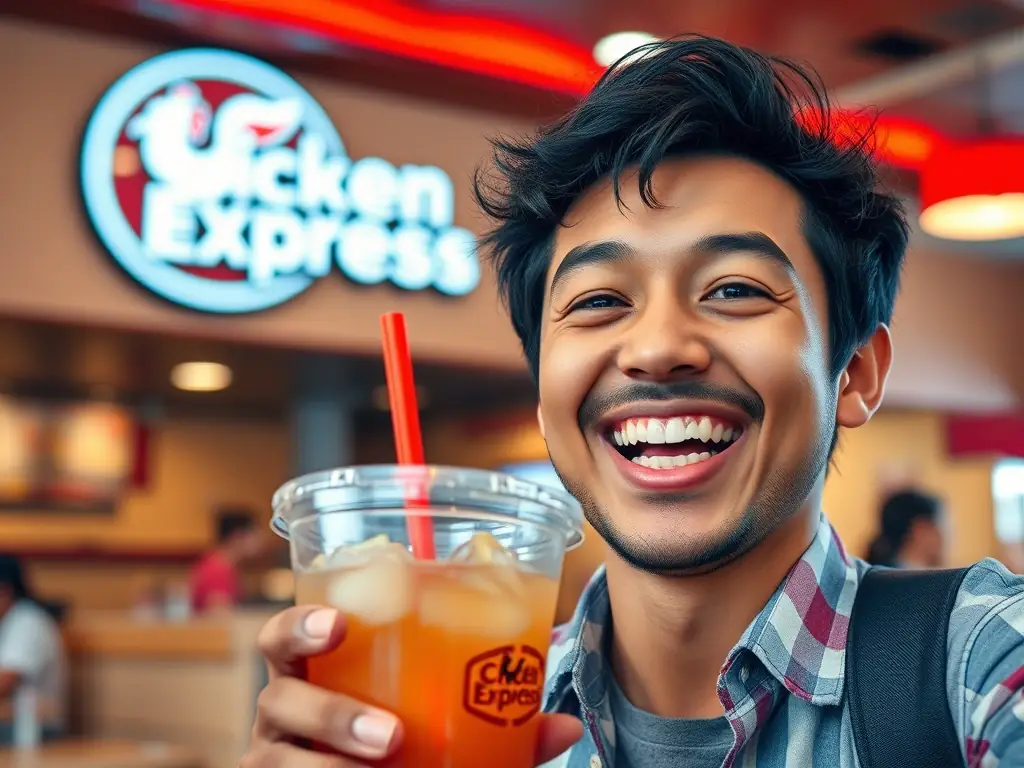 A vibrant image showcasing a free meal reward, such as a classic Chicken Express combo, highlighting the value of redeemed points.