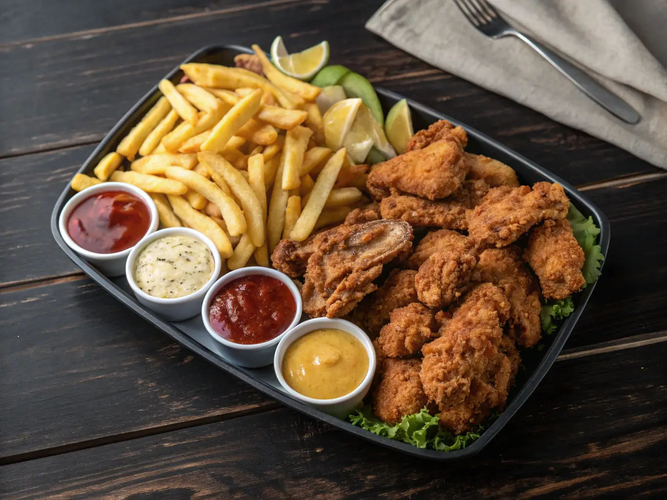 A mouth-watering image showcasing various Chicken Express menu items, such as fried chicken, nuggets, salads, and burgers, arranged artfully to highlight the available rewards.